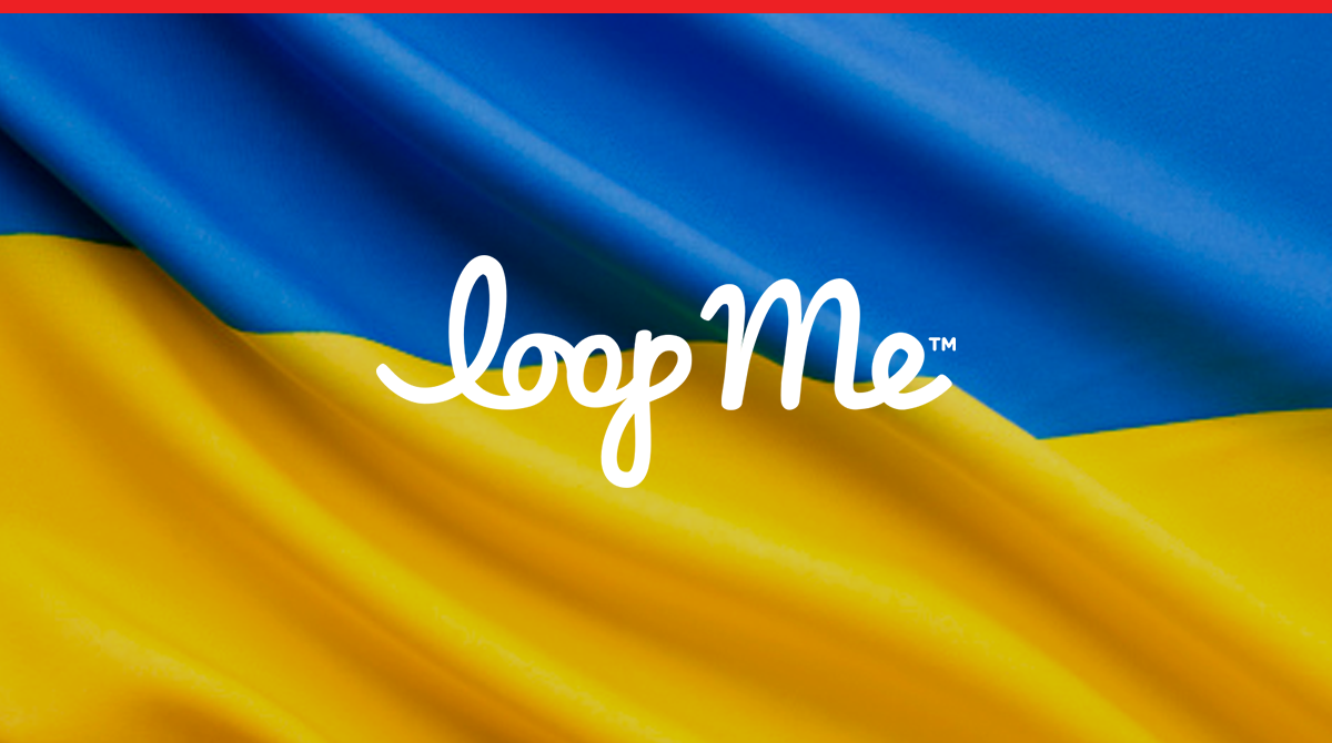 Ukraine flag with LoopMe logo