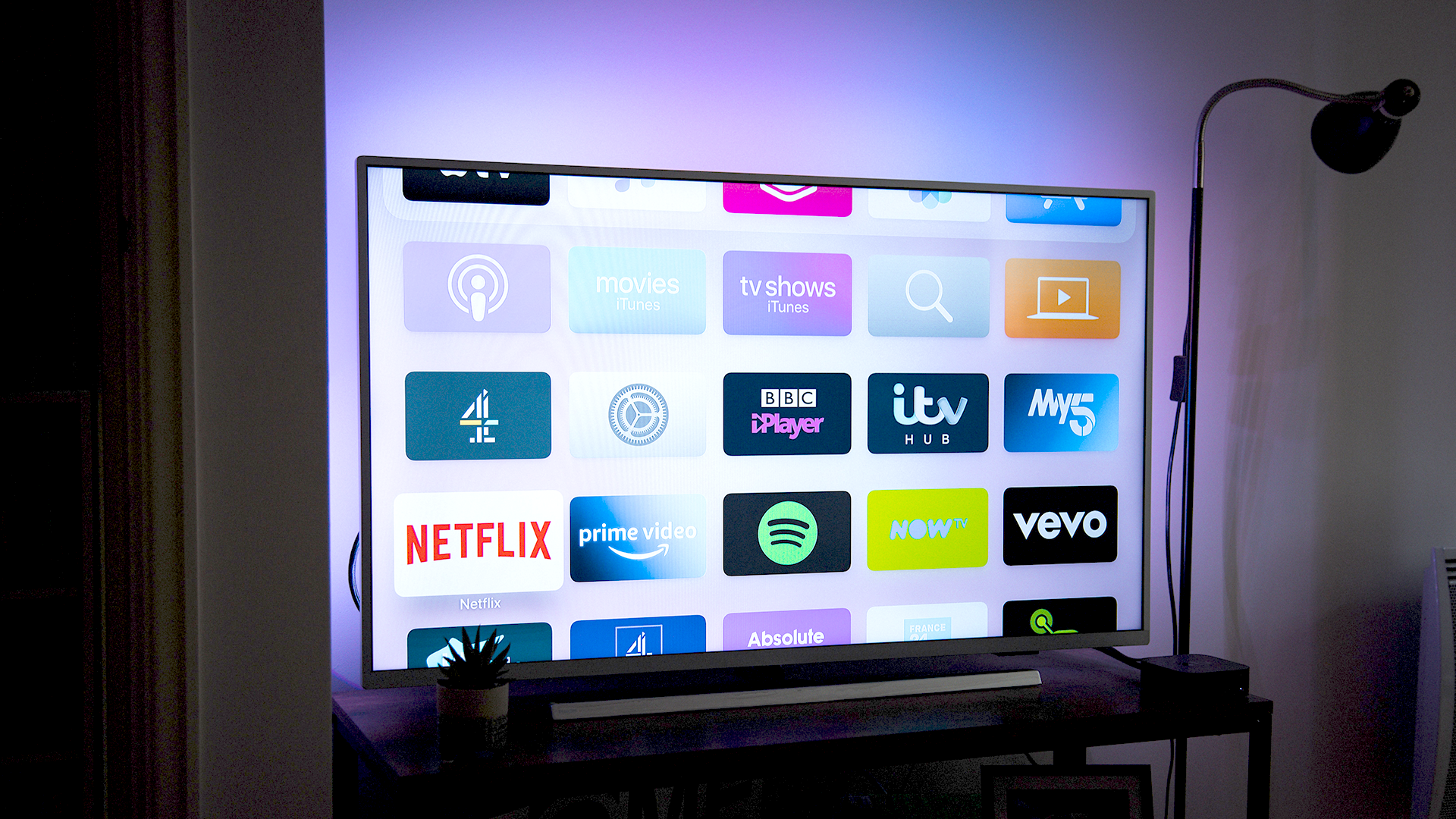 Image of a smart TV with apps on it