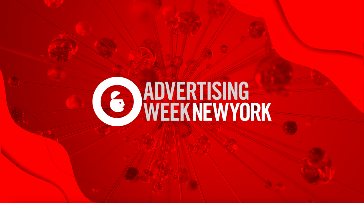 Advertising Week New York logo in white against a red background