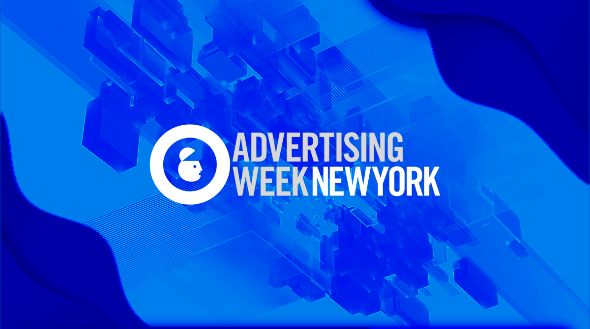 Advertising Week New York logo in white against a blue background